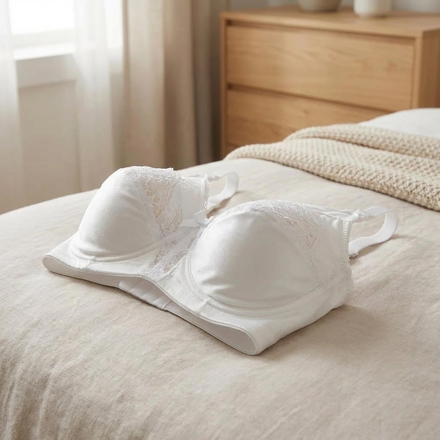 Reggiseno Allattamento in cotone con pizzo coppa C Bianco