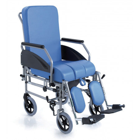 Sedia comoda in acciaio verniciato, con schienale reclinabile – Ruote da 20 cm – Komoda