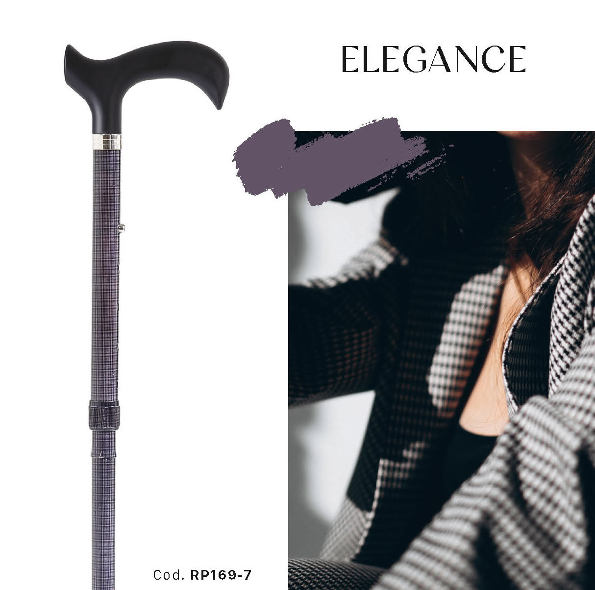 Bastone in alluminio fantasia con manico Derby in ABS e TPR – Brio