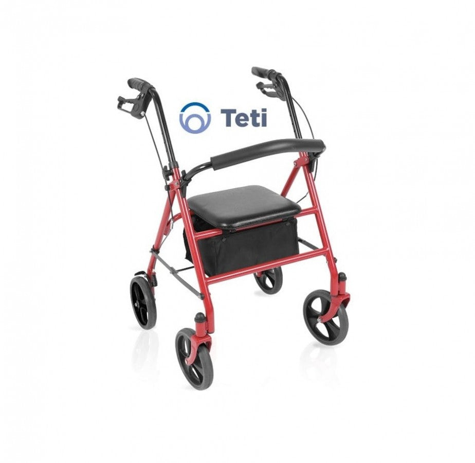 Rollator pieghevole in acciaio con freni e sedile