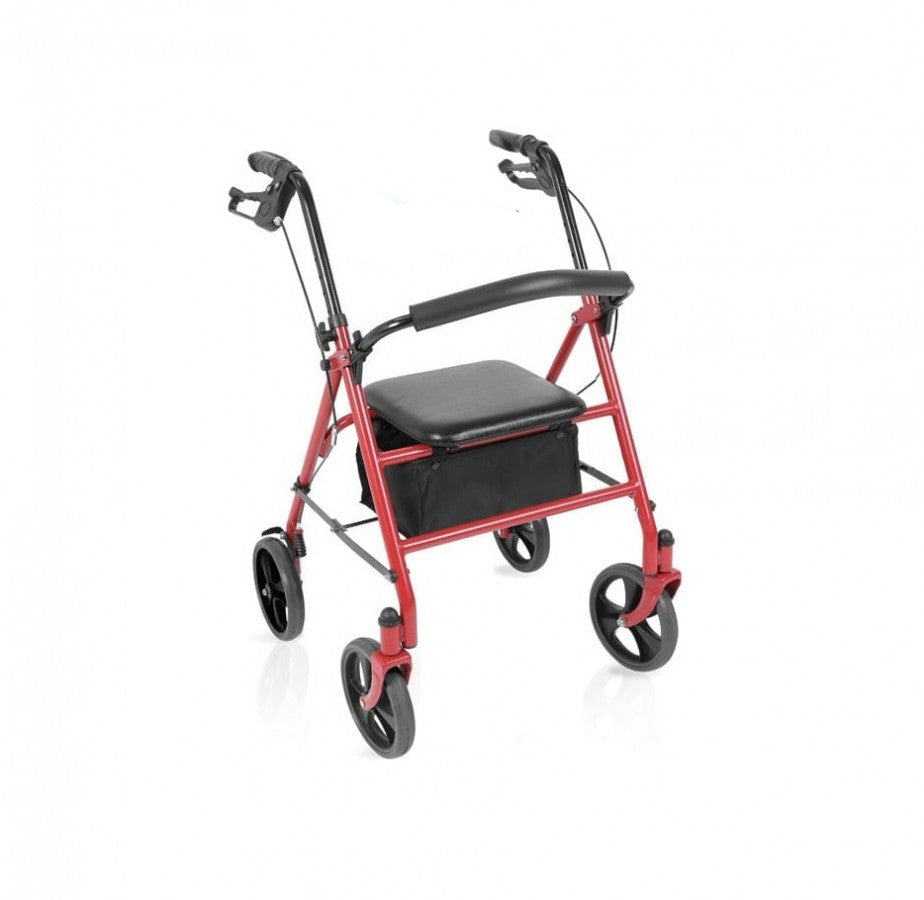 Rollator pieghevole in acciaio con freni e sedile