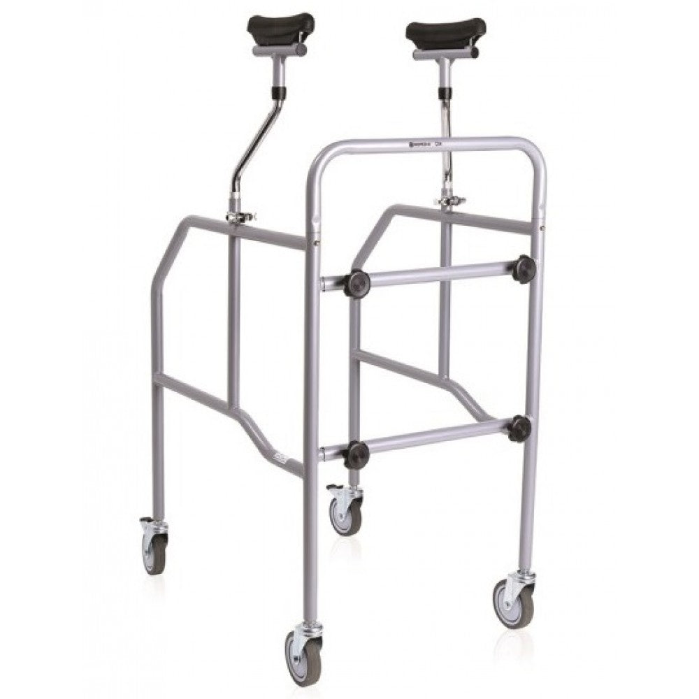 Deambulatore ascellare in acciaio con freni, smontabile