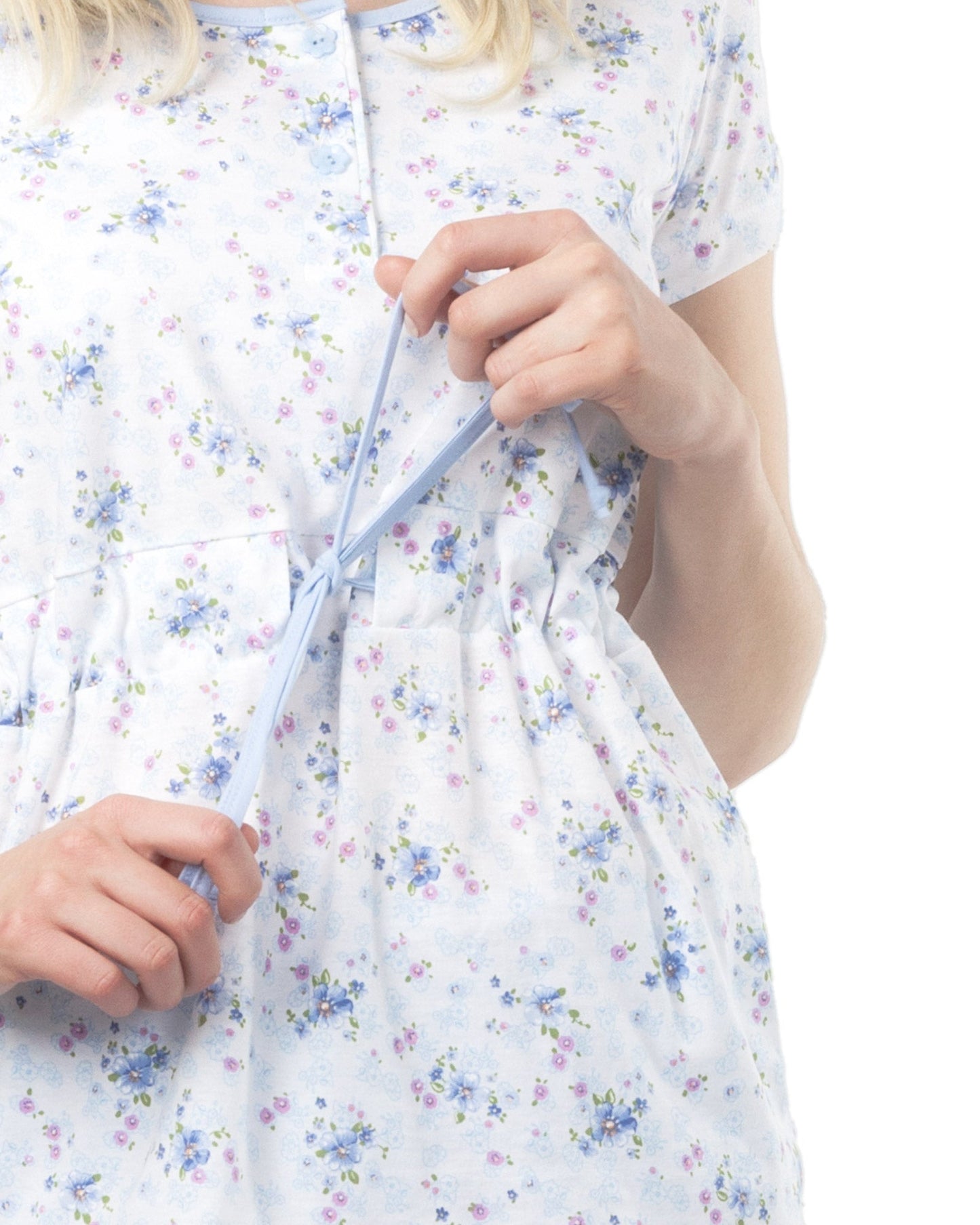 Pigiama allattamento con tunika aperta davanti Azzurro