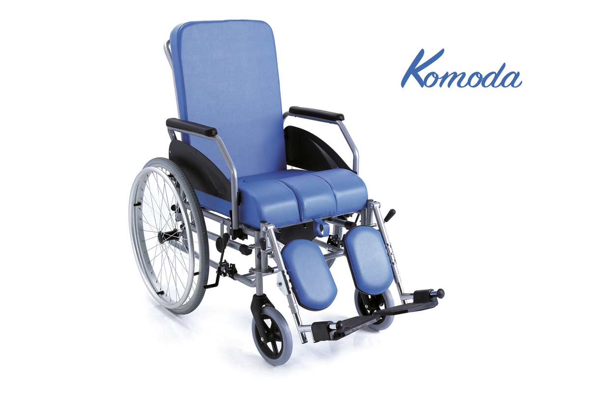 Sedia comoda in acciaio verniciato, con schienale reclinabile – Autospinta posteriore – Komoda