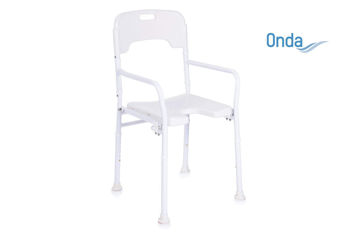 Sedia da doccia con seduta ad U – Pieghevole – Regolabile in altezza – Serie Onda