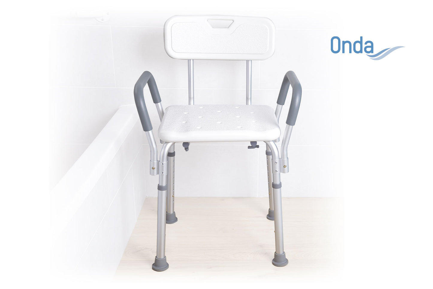 Sedile da doccia con braccioli imbottiti – Con schienale – Serie Onda