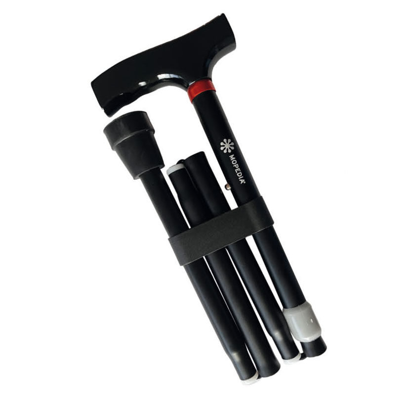 Bastone pieghevole in alluminio anodizzato con puntali antiscivolo – Regolabile in altezza – Colore Nero – Brio