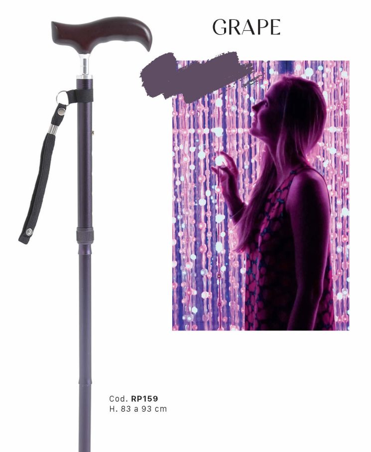 Bastone pieghevole in alluminio anodizzato con puntali antiscivolo – Regolabile in altezza – Donna – Brio