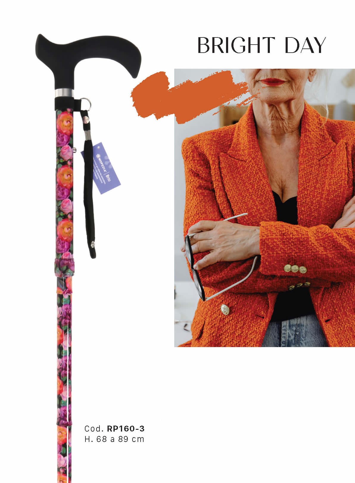 Bastone in alluminio pieghevole fantasia con manico Derby in ABS e TPR – Brio