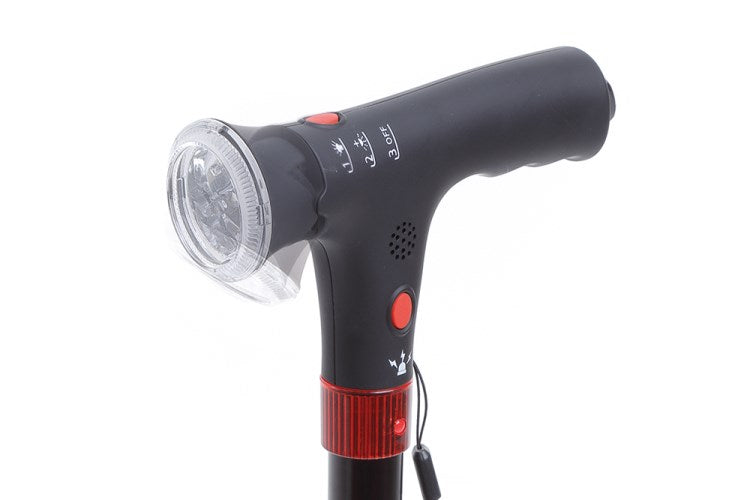 Bastone in alluminio con luce di cortesia e avviso acustico – Regolabile in altezza – Brio