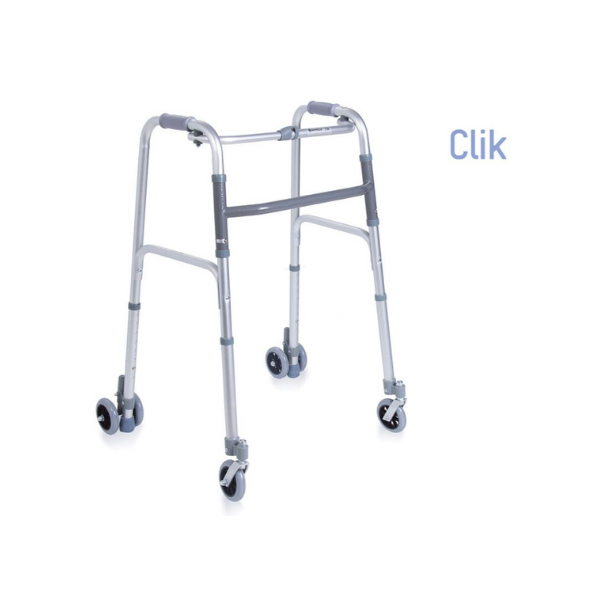 Deambulatore pieghevole in alluminio 2 ruote frizionate