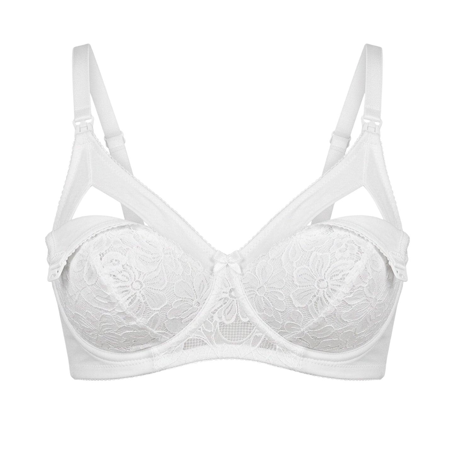Reggiseno Allattamento con pizzo rebrodè coppa D Bianco