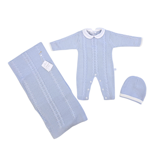 Set nascita 3 pz. completino, cappellino e copertina in morbidissima lana 1-3 mesi. NAZARENO GABRIELLI