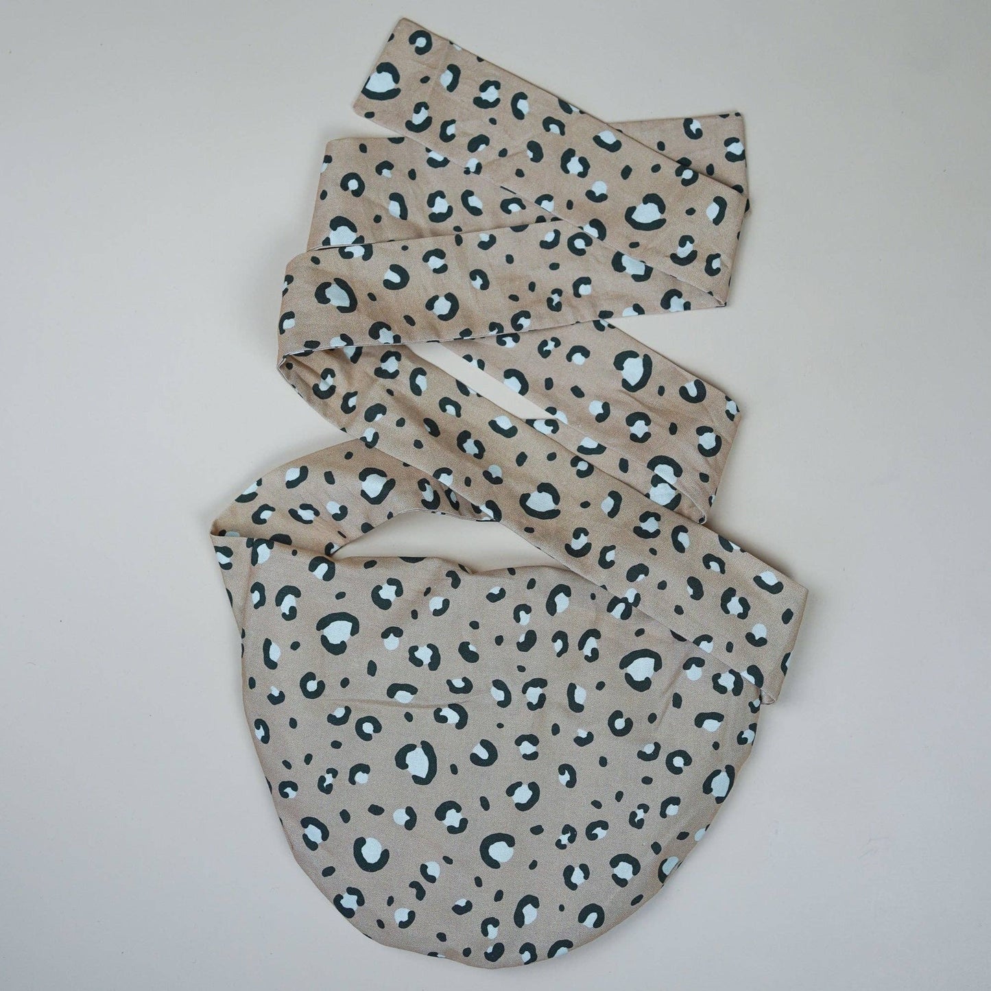 Cuscino di farro da legare - Fascia per la pancia motivo leopardato beige