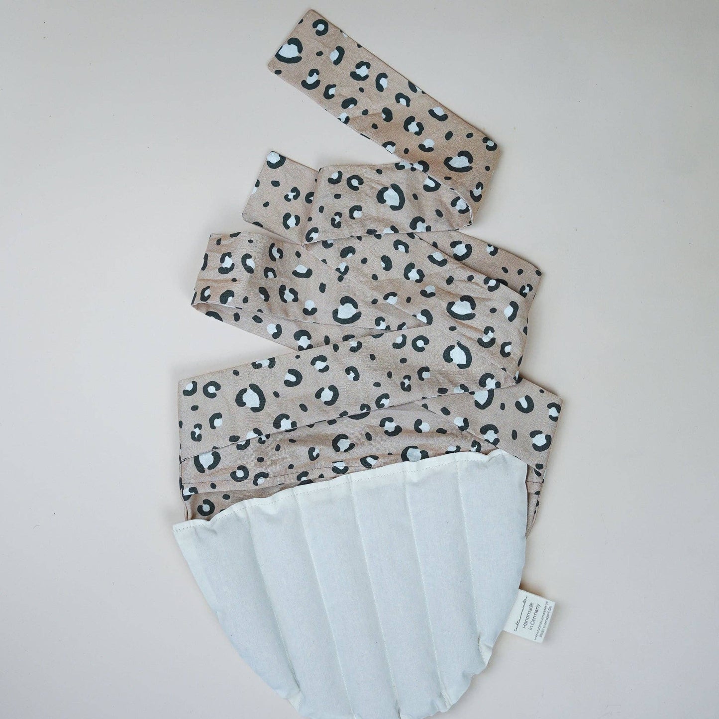 Cuscino di farro da legare - Fascia per la pancia motivo leopardato beige