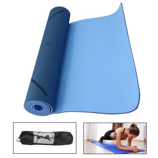 Tappetino Pilates Tappeto Yoga Materassino Fitness Gomma Tpe 6mm Bicolore Blu