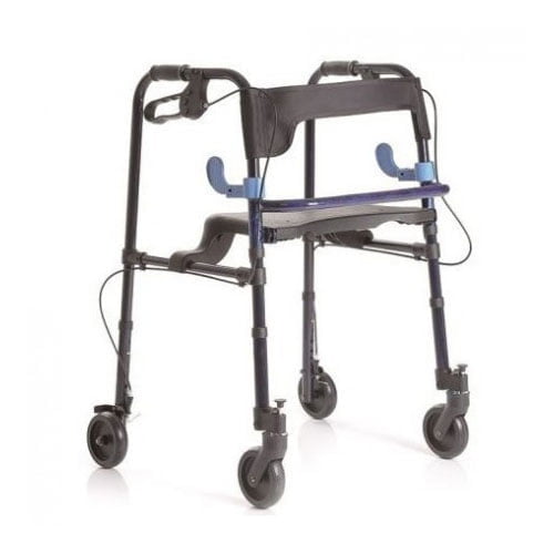 Rollator pieghevole in alluminio verniciato – Con 2 leve – 2 ruote piroettanti con blocco – 2 ruote fisse con freni