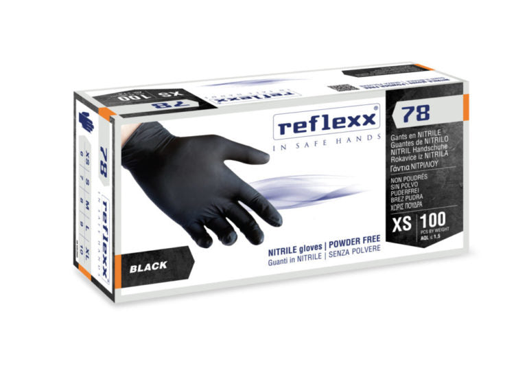 Guanti in Nitrile Senza Polvere Reflexx 78 Neri