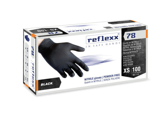 Guanti in Nitrile Senza Polvere Reflexx 78 Neri