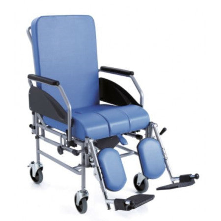 Sedia comoda in acciaio verniciato, con schienale reclinabile – Ruote da 12,5 cm – Komoda