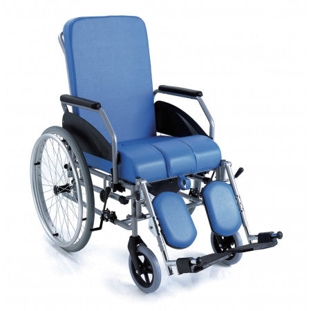 Sedia comoda in acciaio verniciato, con schienale reclinabile – Autospinta posteriore