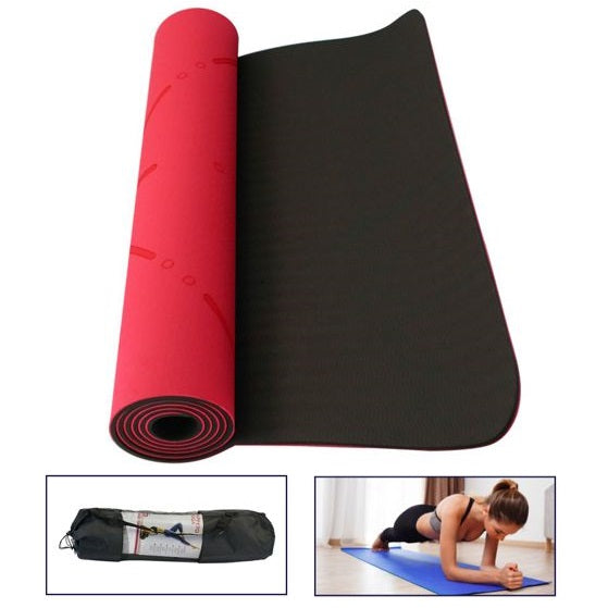 Tappetino Pilates Tappeto Yoga Materassino Fitness Gomma Tpe 6mm Bicolore Rosso