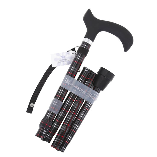 Bastone in alluminio pieghevole fantasia con manico Derby in ABS e TPR – Brio