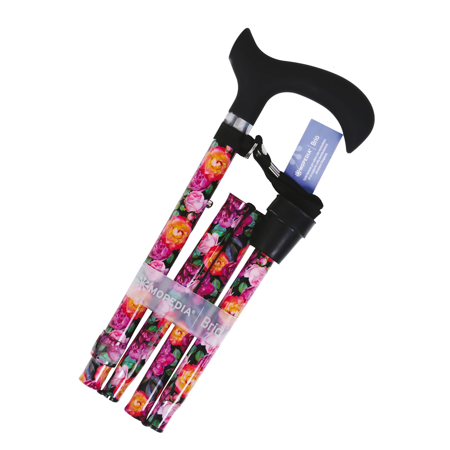 Bastone in alluminio pieghevole fantasia con manico Derby in ABS e TPR – Brio