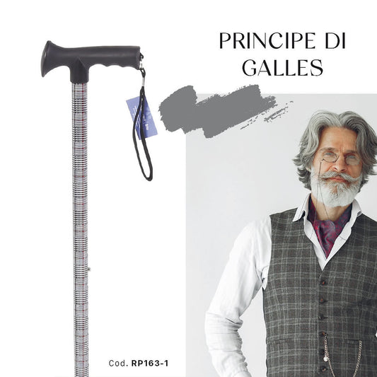 Bastone in alluminio fantasia con manico a T morbido nero – BRIO