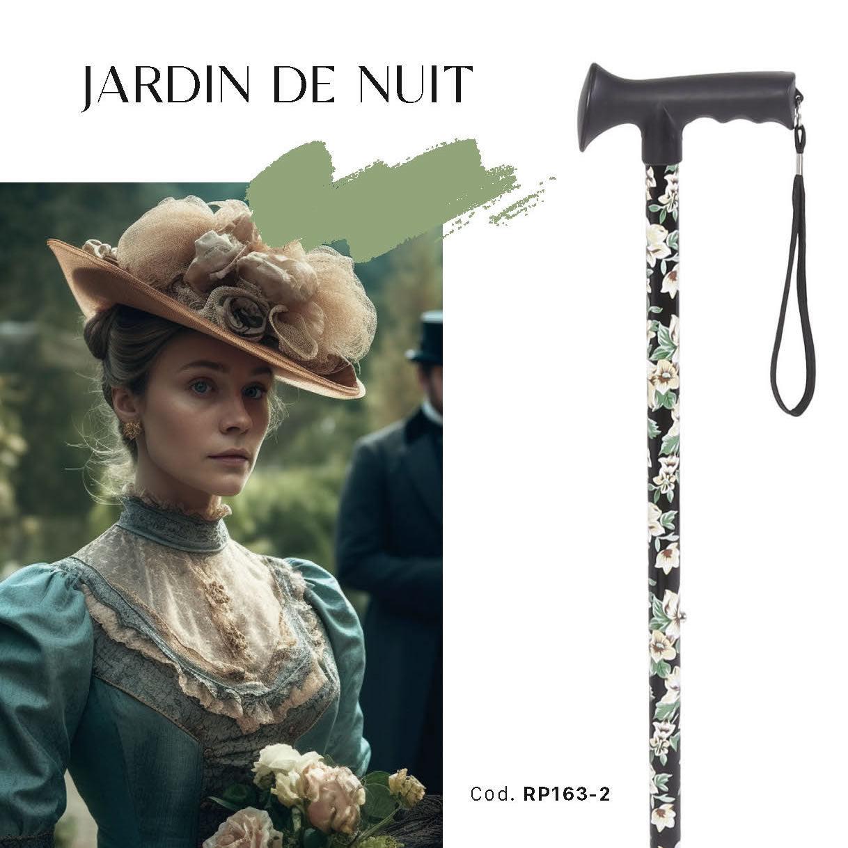 Bastone in alluminio fantasia con manico a T morbido nero – BRIO