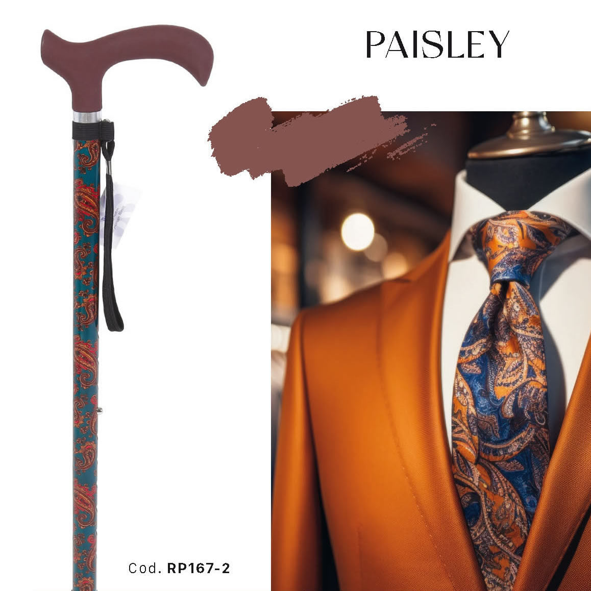 Bastone in alluminio fantasia con manico Derby in ABS e TPR – Brio