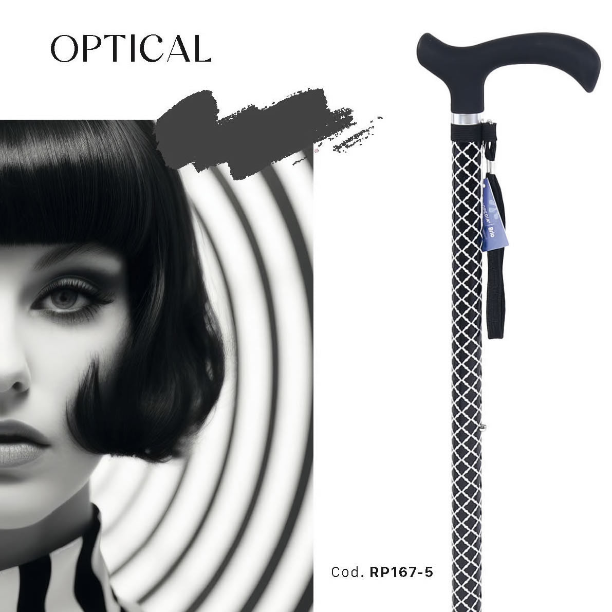 Bastone in alluminio fantasia con manico Derby in ABS e TPR – Brio