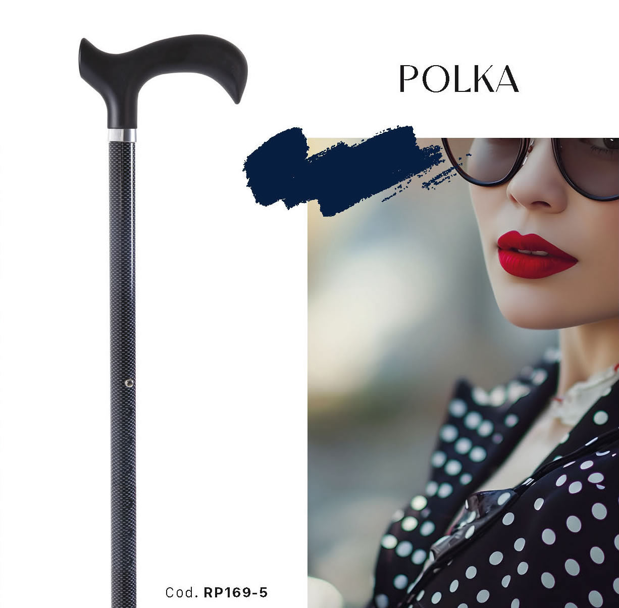 Bastone in alluminio fantasia con manico Derby in ABS e TPR – Brio