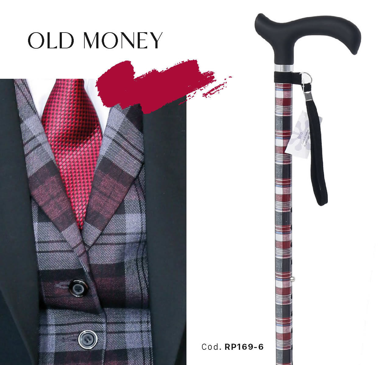 Bastone in alluminio fantasia con manico Derby in ABS e TPR – Brio