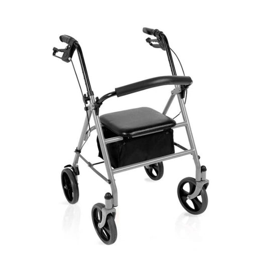 Rollator pieghevole in acciaio con freni e sedile