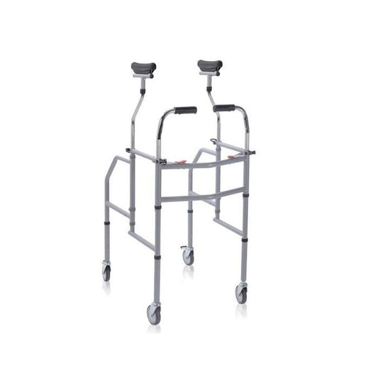 Deambulatore in acciaio verniciato – Pieghevole con appoggio sottoascellare e impugnature anatomiche – Gambe regolabili in altezza 0÷12,5 cm – Click