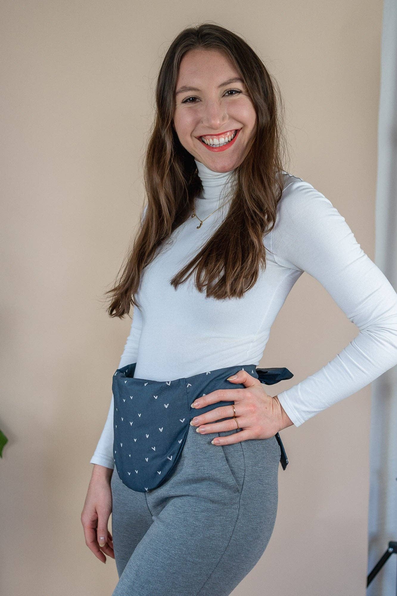 Cuscino di semi da legare - Fascia pancia cuoricini blu