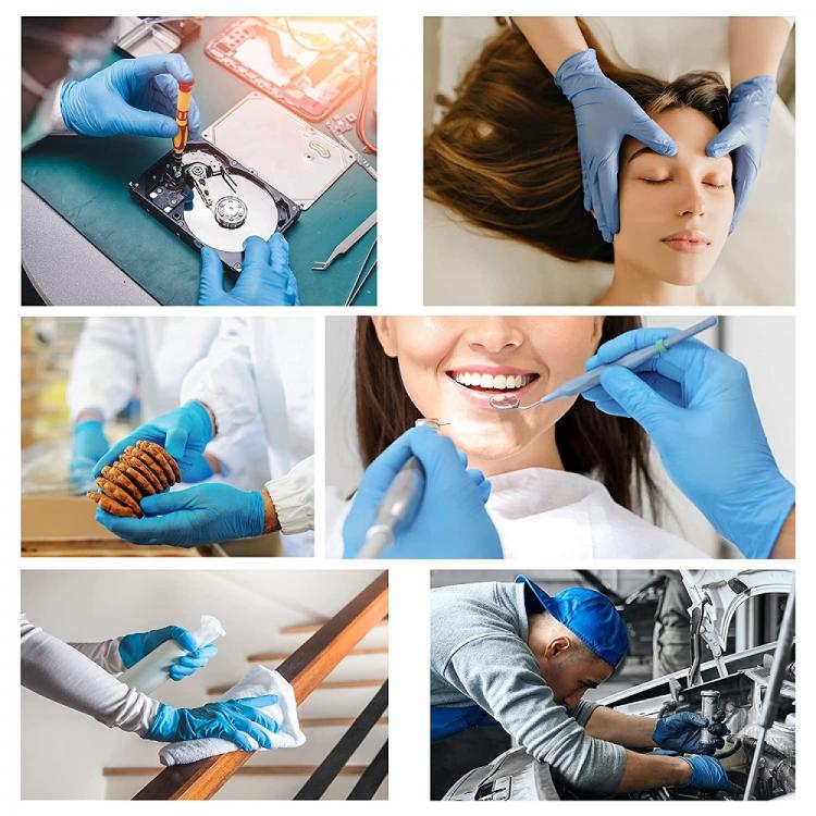 100 Guanti Monouso In Nitrile Blu Senza Polvere/Lattice Uso Medico XL