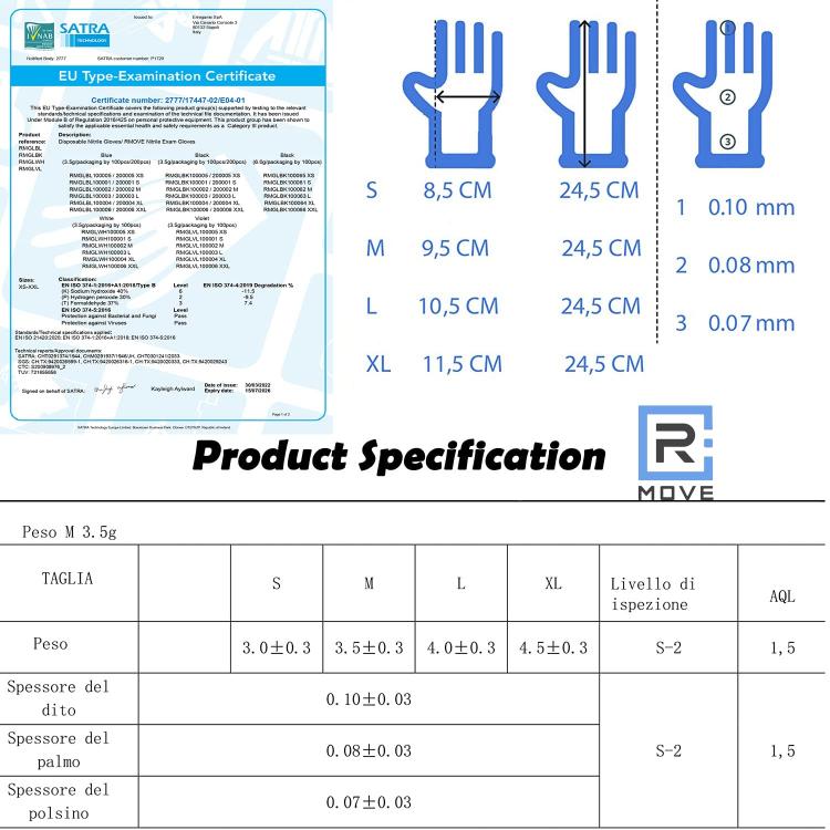 100 Guanti Monouso In Nitrile Blu Senza Polvere/Lattice Uso Medico XL