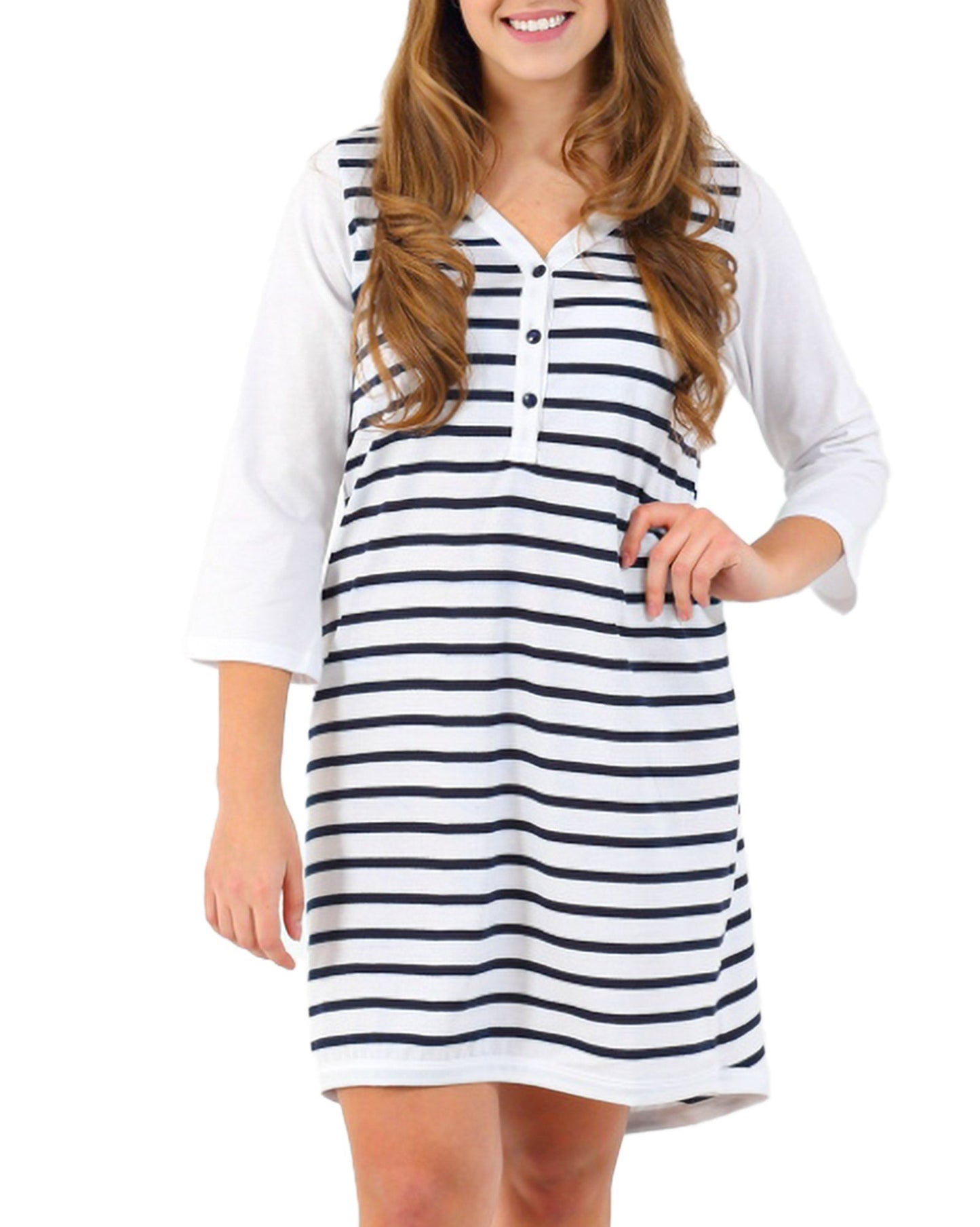 Camicia da Notte manica 3/4 polo Bianco