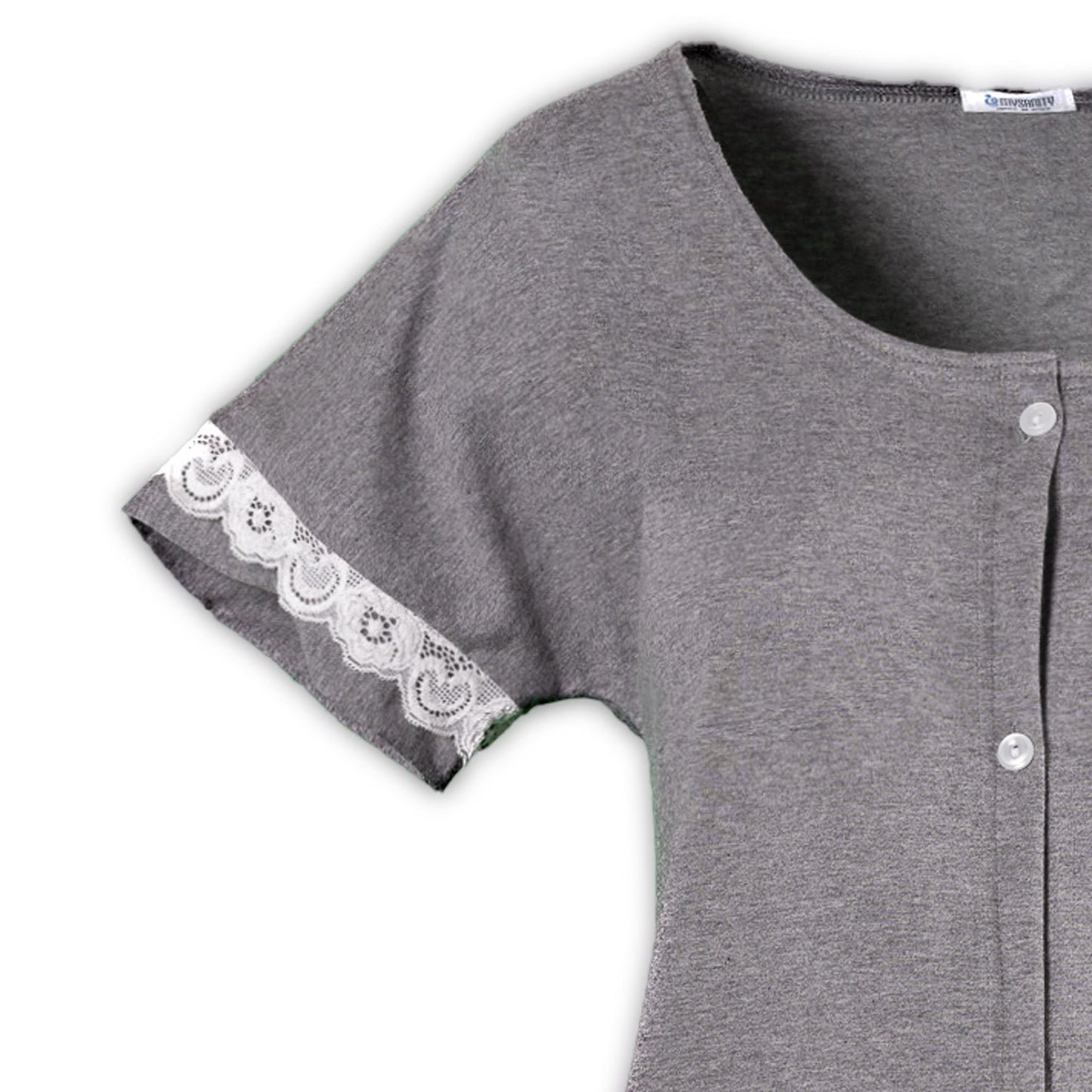 Camicia parto aperta cotone melange con pizzo