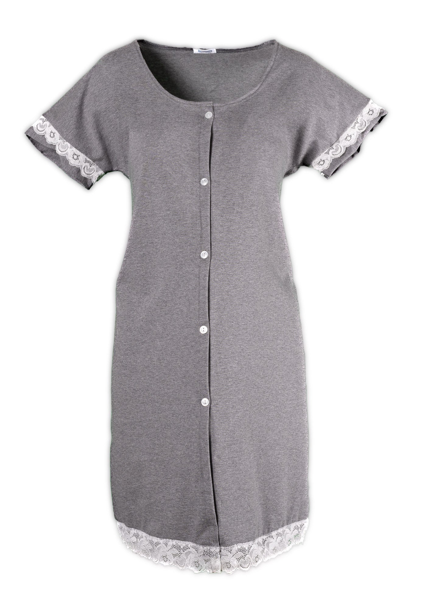 Camicia parto aperta cotone melange con pizzo