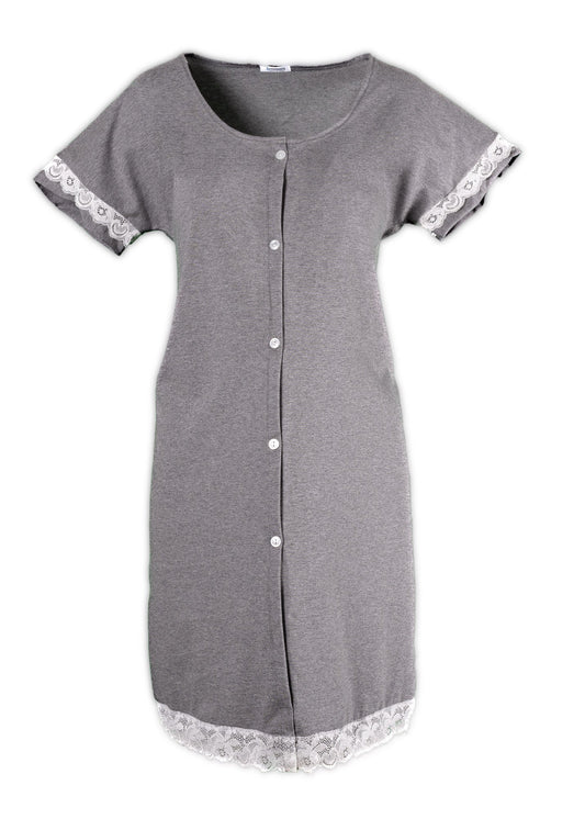 Camicia parto aperta cotone melange con pizzo