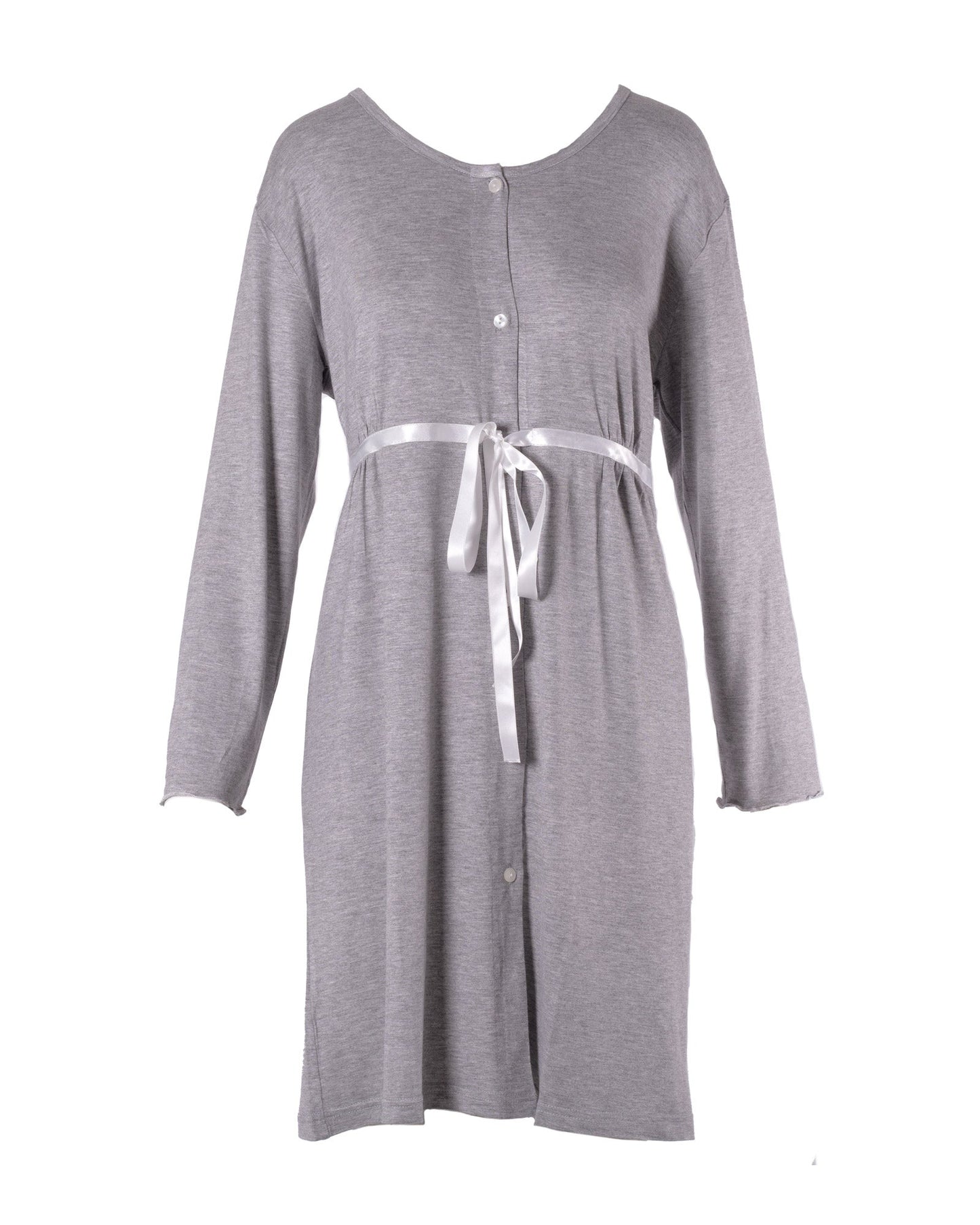 Camicia parto aperta melange maniche lunghe Grigio