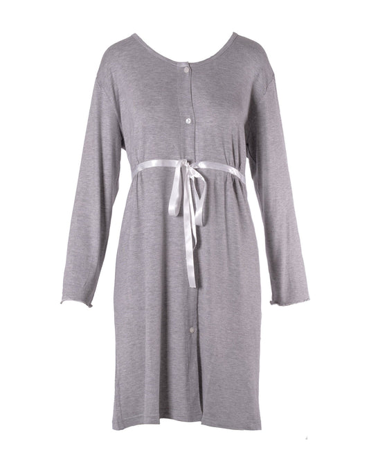 Camicia parto aperta melange maniche lunghe Grigio