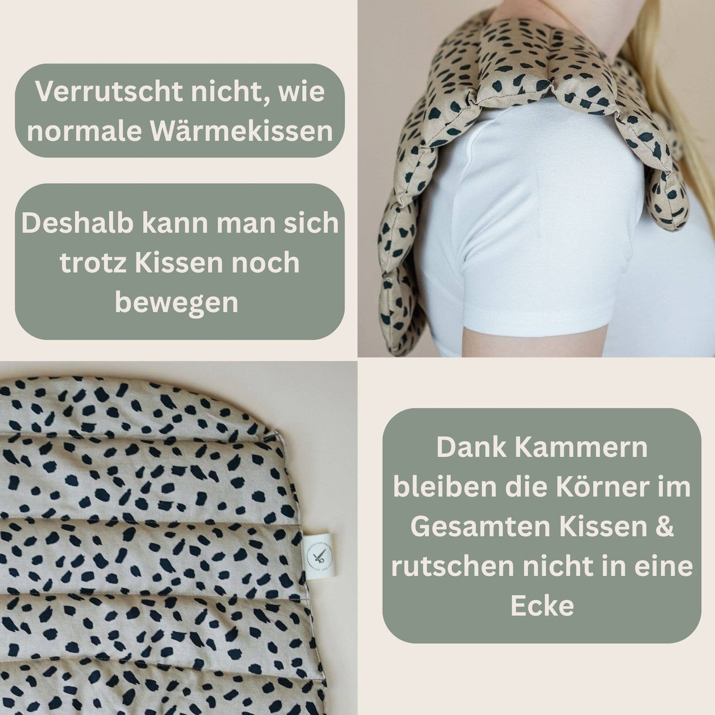 Cuscino per il collo riempito con farro biologico - Dots Coffee