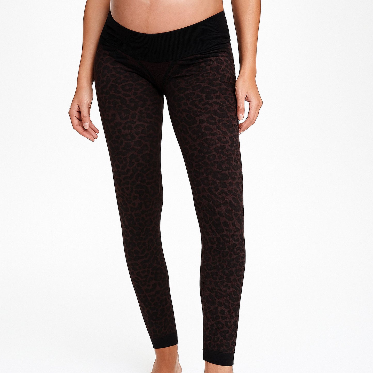 Leggings Premaman Leo Tabacco con Fascia di Sostegno