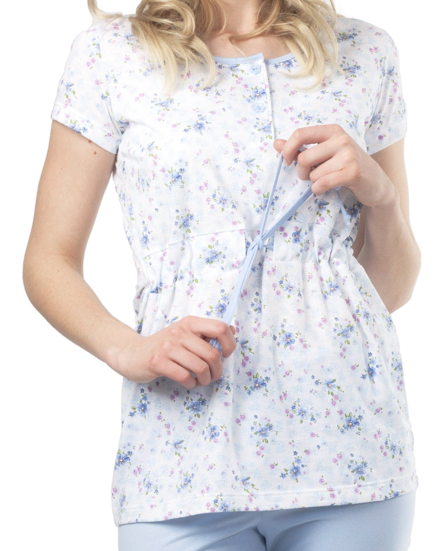 Pigiama allattamento con tunika aperta davanti Azzurro