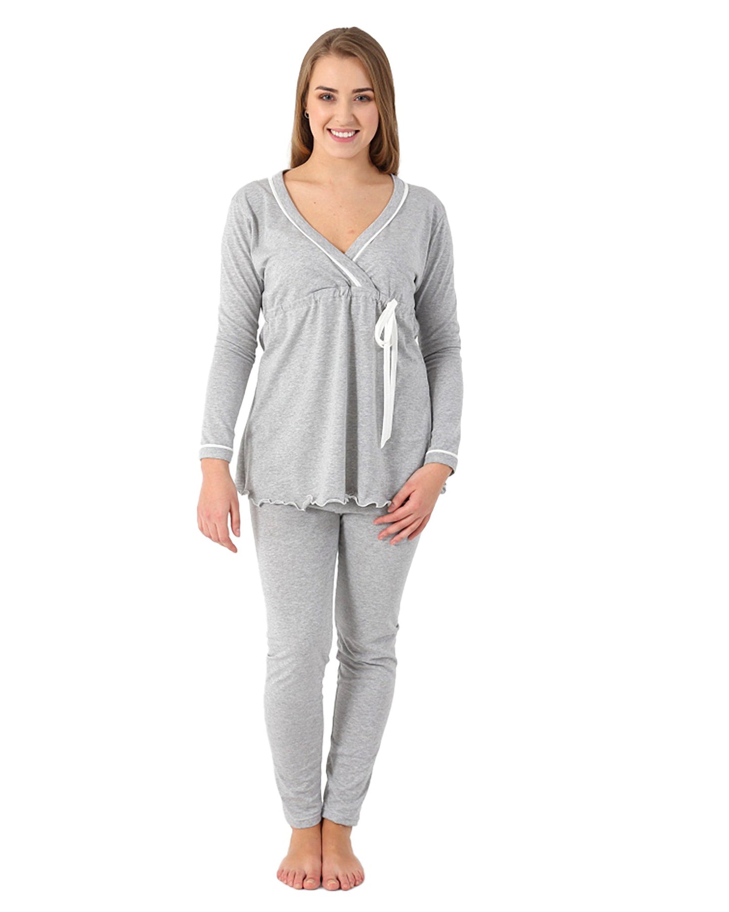 Pigiama Allattamento Cotone Melange Grigio