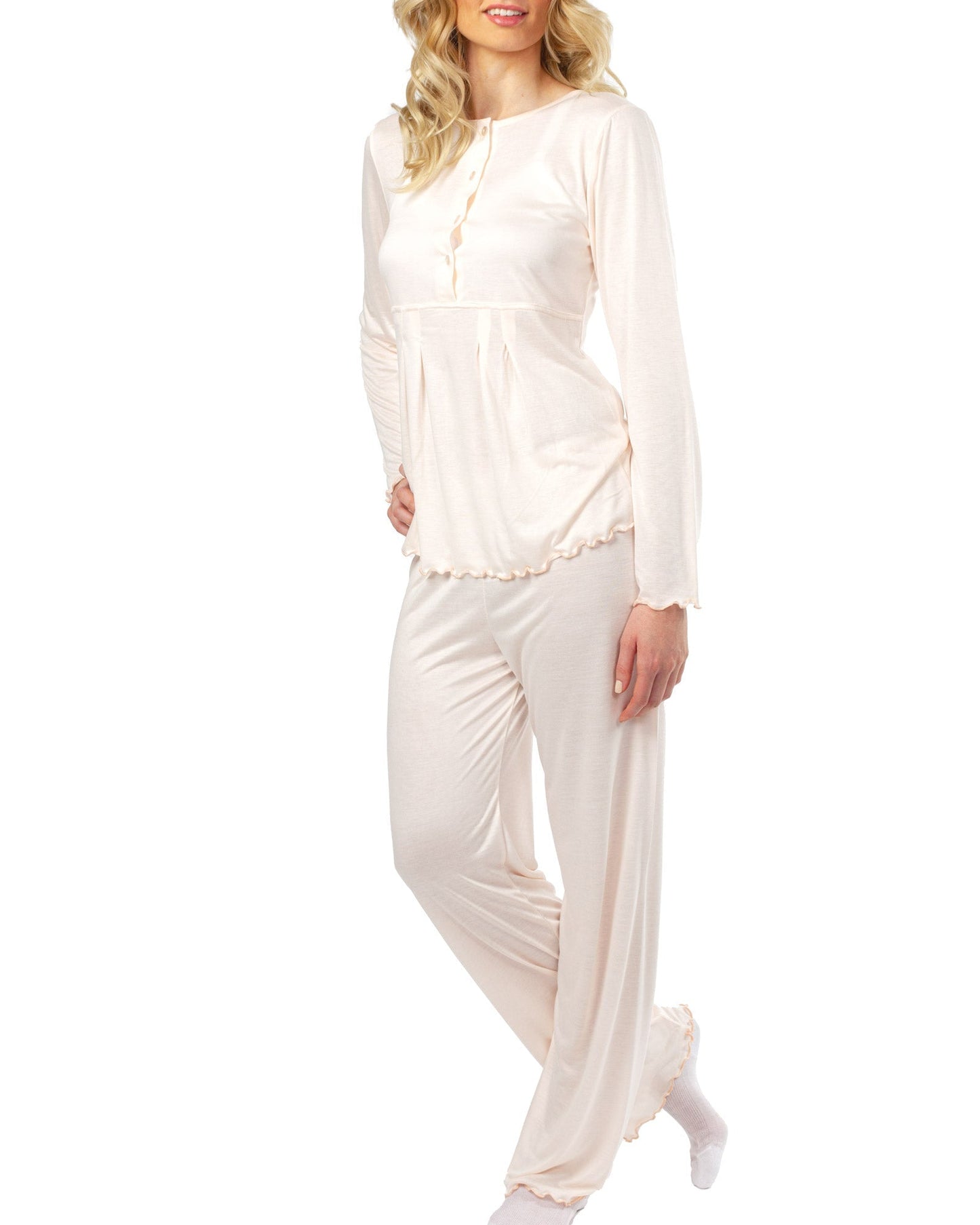 Pigiama allattamento lungo modal Rosa